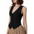 thumbnail image 4 of Vest Tops for Women, Knit V-Neck Sleeveless Button Down Vest Business Casual Outfits Black L, 4 of 8