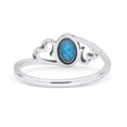 thumbnail image 3 of Heart Oval Ring Oxidized Ring Band Lab Created Opal 925 Sterling Silver Size 9, 3 of 5