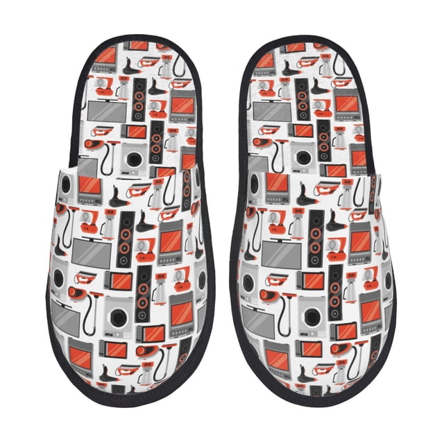 Fotbe Modern Life Pantuflas Peludas para Mujer con Estampado, Zapatillas de Peluche, Zapatos de Invierno para Casa, Uso Interior y Exterior-Large