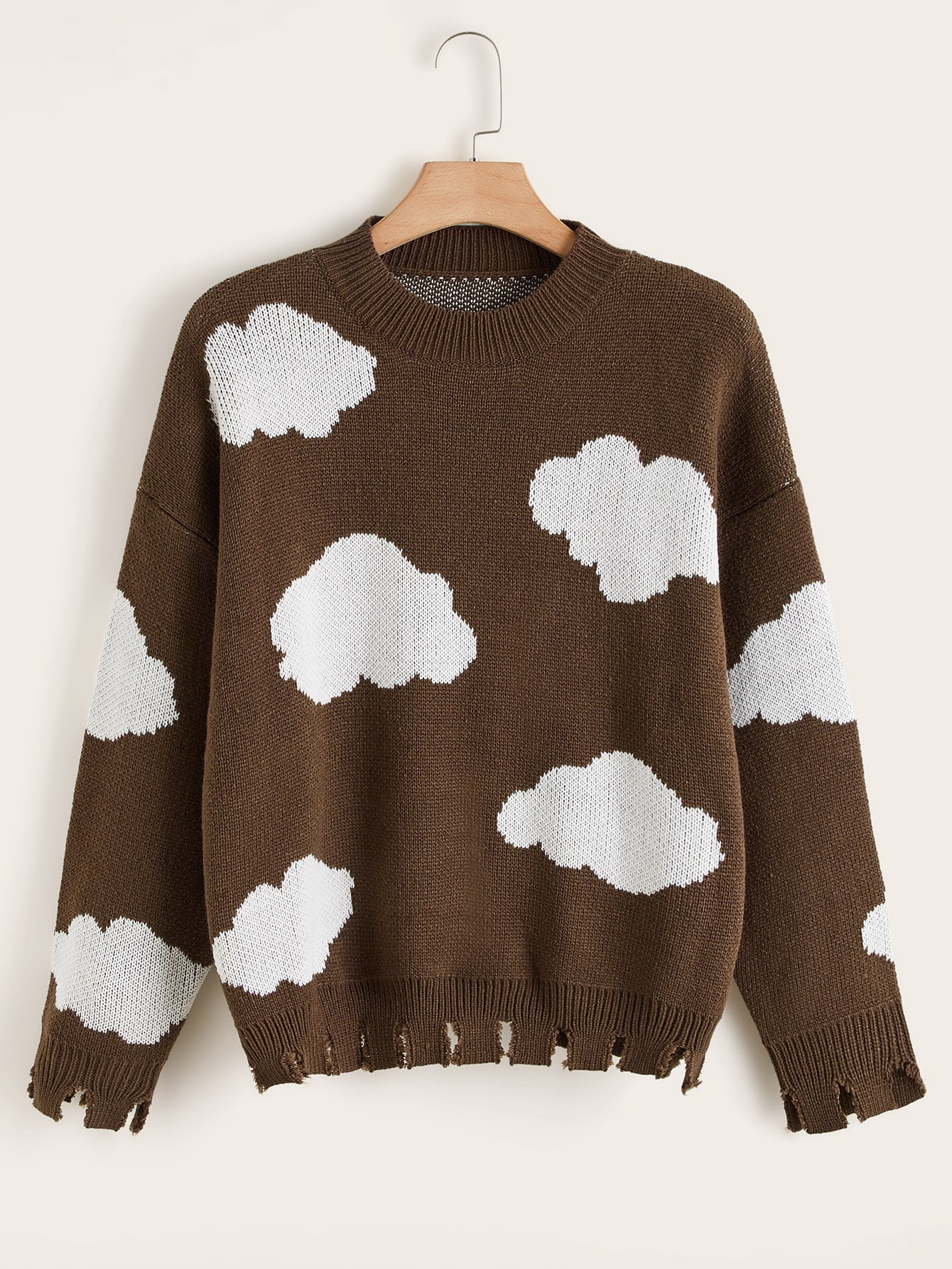 Women's Plus Size Cloud Pattern Frayed 