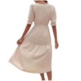 thumbnail image 5 of Homenesgenics Dresses for Women Womens Dresses Summer Women Fashion Fallow Solid Short Sleeve-Neck High Waist Dress Beige M, 5 of 5