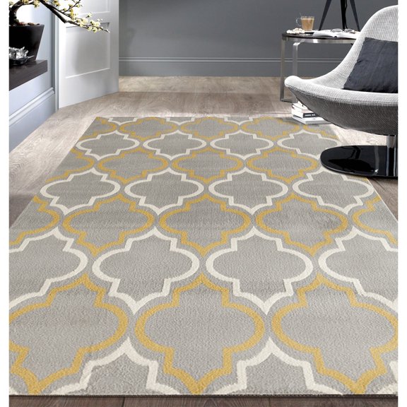 Modern Moroccan Trellis Gray/Yellow 5'x7' Area Rug