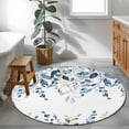 thumbnail image 4 of Navy Blue Eucalyptus Leaves Round Area Rugs 3 ft, Farm Plant Country Watercolor Washable Small Area Rug with Non-Slip Sturdy Edge Binding Round Front Door Mat Floor Carpet for Entryway, 4 of 9