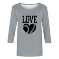 thumbnail image 4 of Runfenguu Plus Size Graphic Tees Funny T Shirts Ladies' Printed Round Neck Three Quarter Sleeve 3/4 Sleeve T-Shirt Loose, 4 of 4