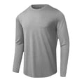 thumbnail image 4 of yoeyez Men's Sun Protection Shirts Solid Color Long Sleeve Sunscreen Shirt Lightweight Breathable Spf Rash Guard for Fishing Hiking Swimming Running Gray,2XL, 4 of 7