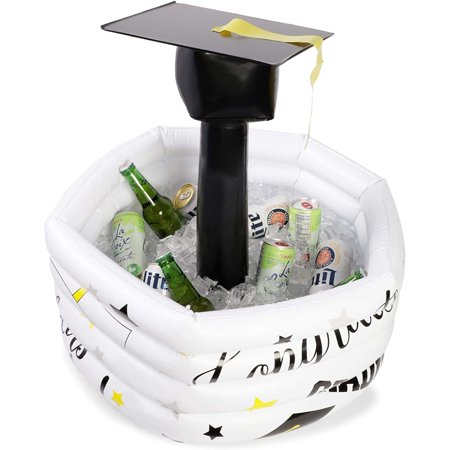 Graduation Cap Inflatable Serving Bar and Buffet Cooler for Can Drink Beverage, Perfect for Graduation Party Supplies and Decorations, 25 inches