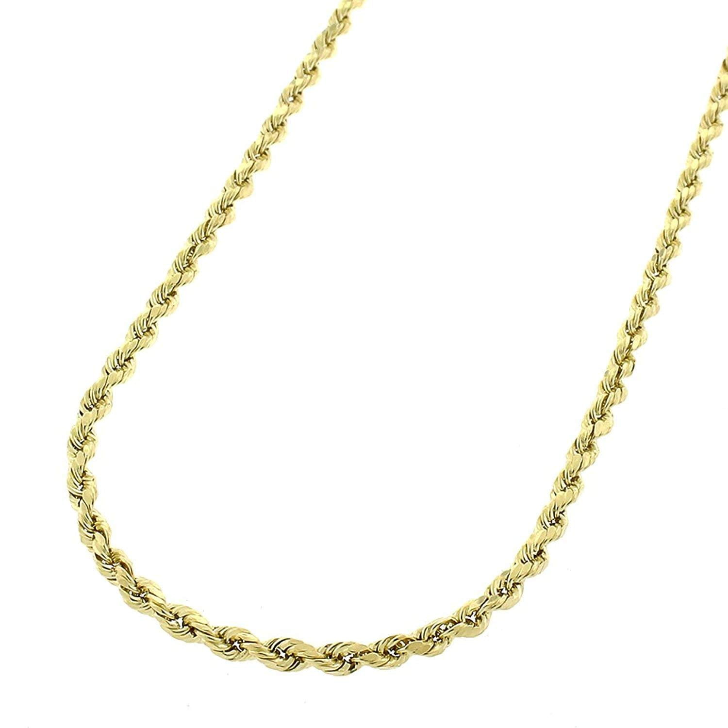 14k Yellow Gold 2mm Hollow Rope Diamond-Cut Link Twisted Chain Necklace 16" 24" by ReLex