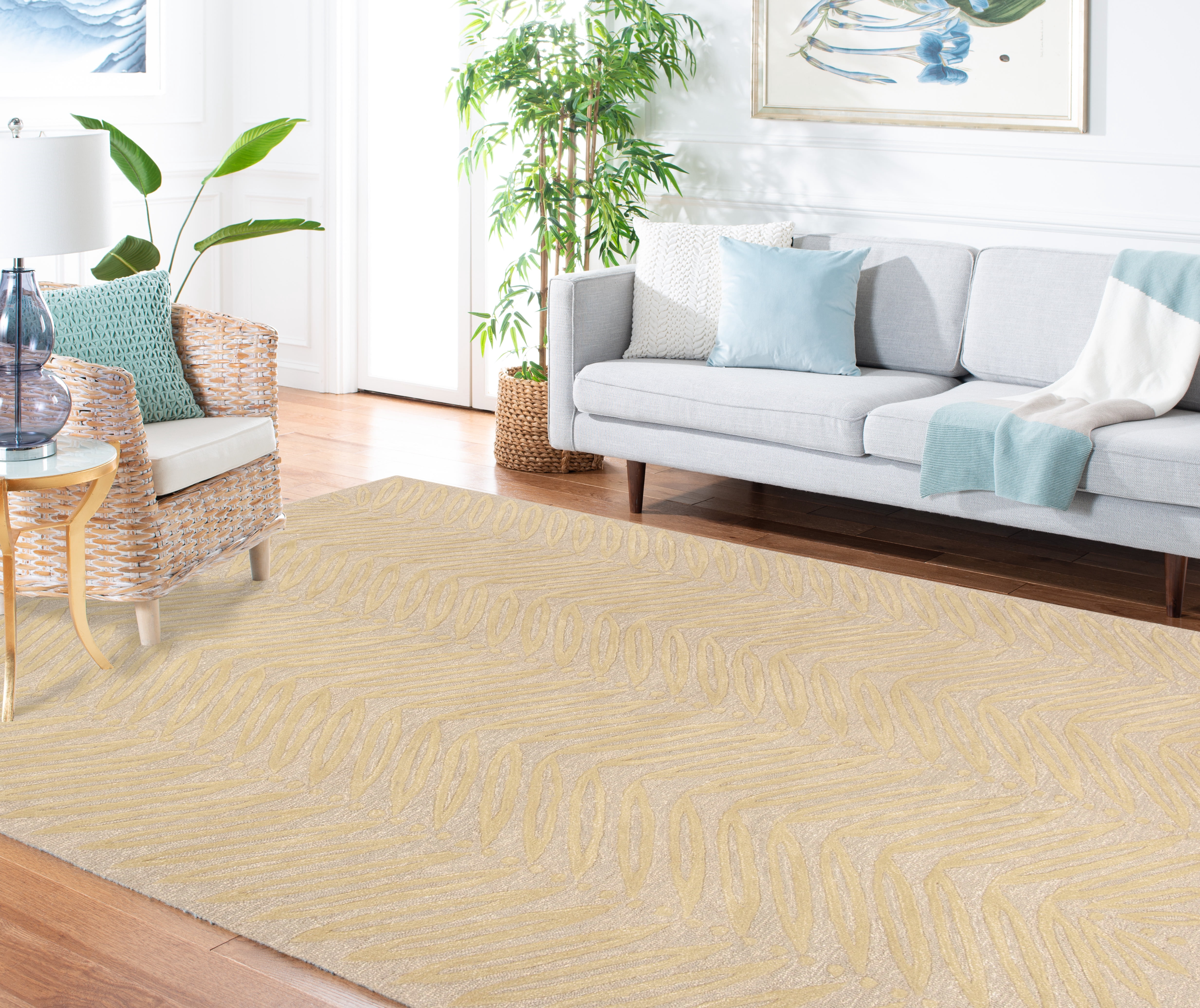 SAFAVIEH Martha Stewart Urban Chevron Floral Area Rug, Oolong Tea Green, 8' x 10'