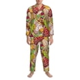 thumbnail image 3 of Daiia Bright Mushrooms for Men's Long-Sleeved Pajama Set – Soft & Comfortable Sleepwear Button-Up Pajamas Cozy Lounge Wear-XX-Large, 3 of 7