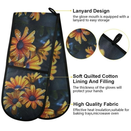 

BZSMCE Oven Mitts Dew-kissed Orange Blossoms Creative Pattern Resistant Kitchen Gloves
