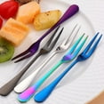 thumbnail image 4 of 2Pcs Restaurant Two-tine Snail Fork Used For Cake in Party Fruit Fork Stainless Steel Tableware Cake Dessert Forks RED, 4 of 8