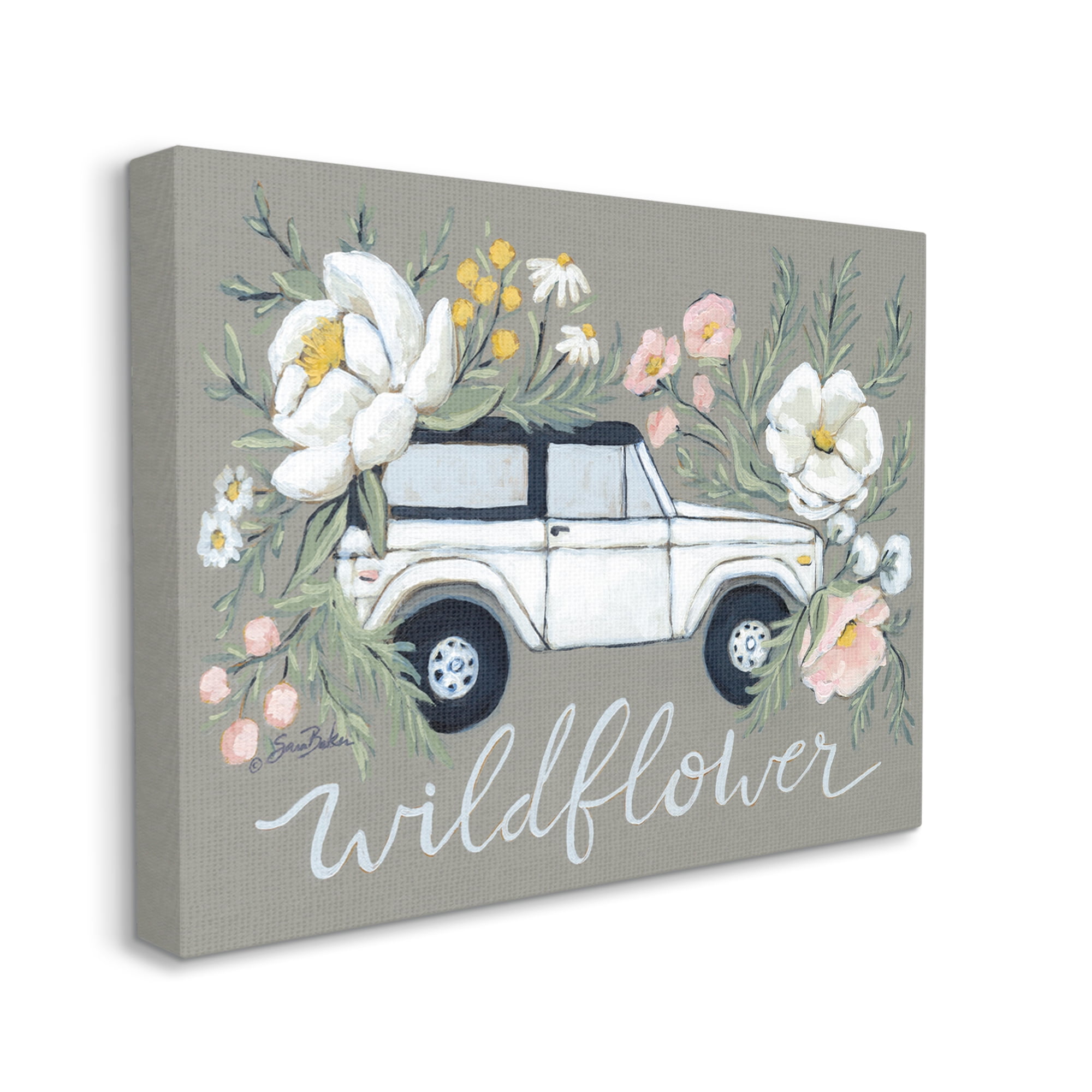 Stupell Industries Wildflower Phrase Floral Car Botanical & Floral Painting Gallery Wrapped Canvas Print Wall Art, 30 x 24