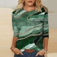 thumbnail image 2 of XZNGL Hauts à Manches 3/4 pour Femmes Mode pour Femmes T-Shirt Ample Imprimé Blouse à Manches 3/4 Col Rond Hauts Décontractés T-Shirts en Coton Femmes T-Shirts pour Femmes Mode T-Shirts à Manches 3/4 pour Femmes, 2 of 4