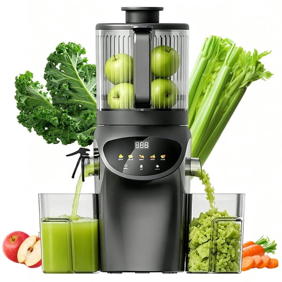 Cold Press Juicer | 6.1" Extra Wide Chute, High Juice Yield, Suitable for Whole Fruits & Vegetables, Quiet Operation, Easy to Clean, BPA‑Free, Grey
