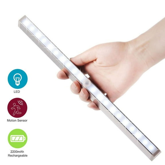 2/1pcs LED Closet Lights, Wireless 20 LED Motion Sensor Under Cabinet Lighting, Battery Operated Night Light Bar, LED Wall Lamp, LED Cordless Security Lights for Kitchen Wardrobe Stairs, White