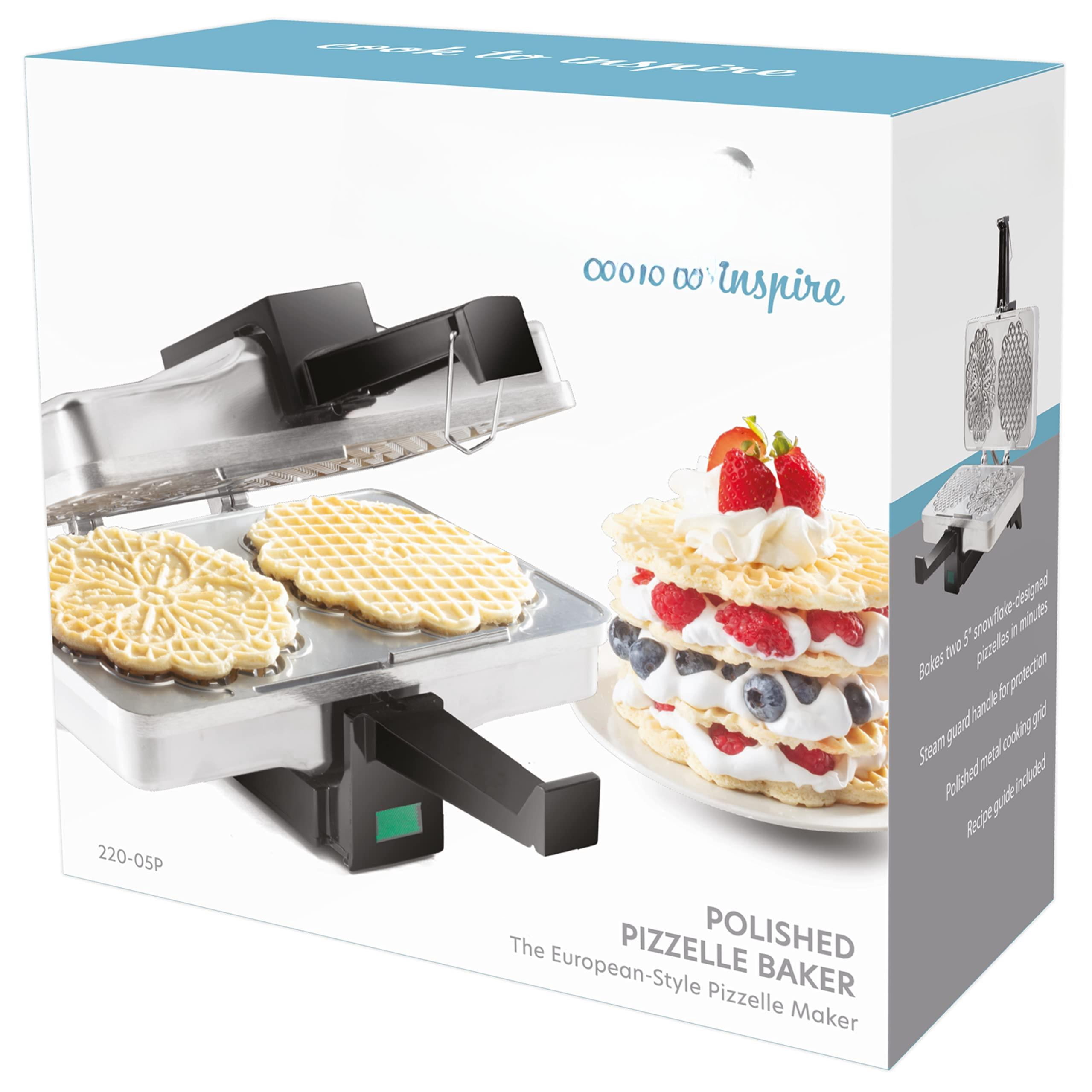 Electric Waffle Maker Silver Pizzelle Baker Makes Two 5-Inch Cookies