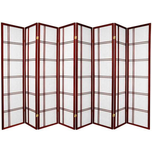 6 ft. Tall Double Cross Shoji Screen - Rosewood - 8 Panels
