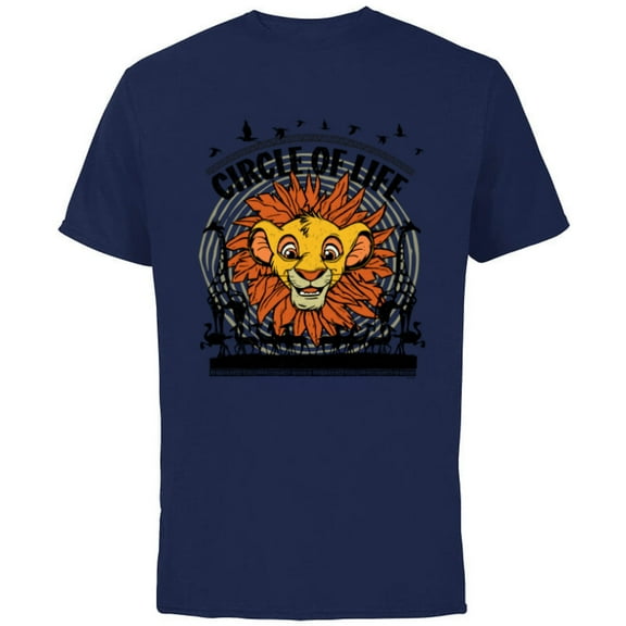 Disney The Lion King 30th Anniversary Simba Circle of Life - Short Sleeve Cotton T-Shirt for Adults - Customized-Navy