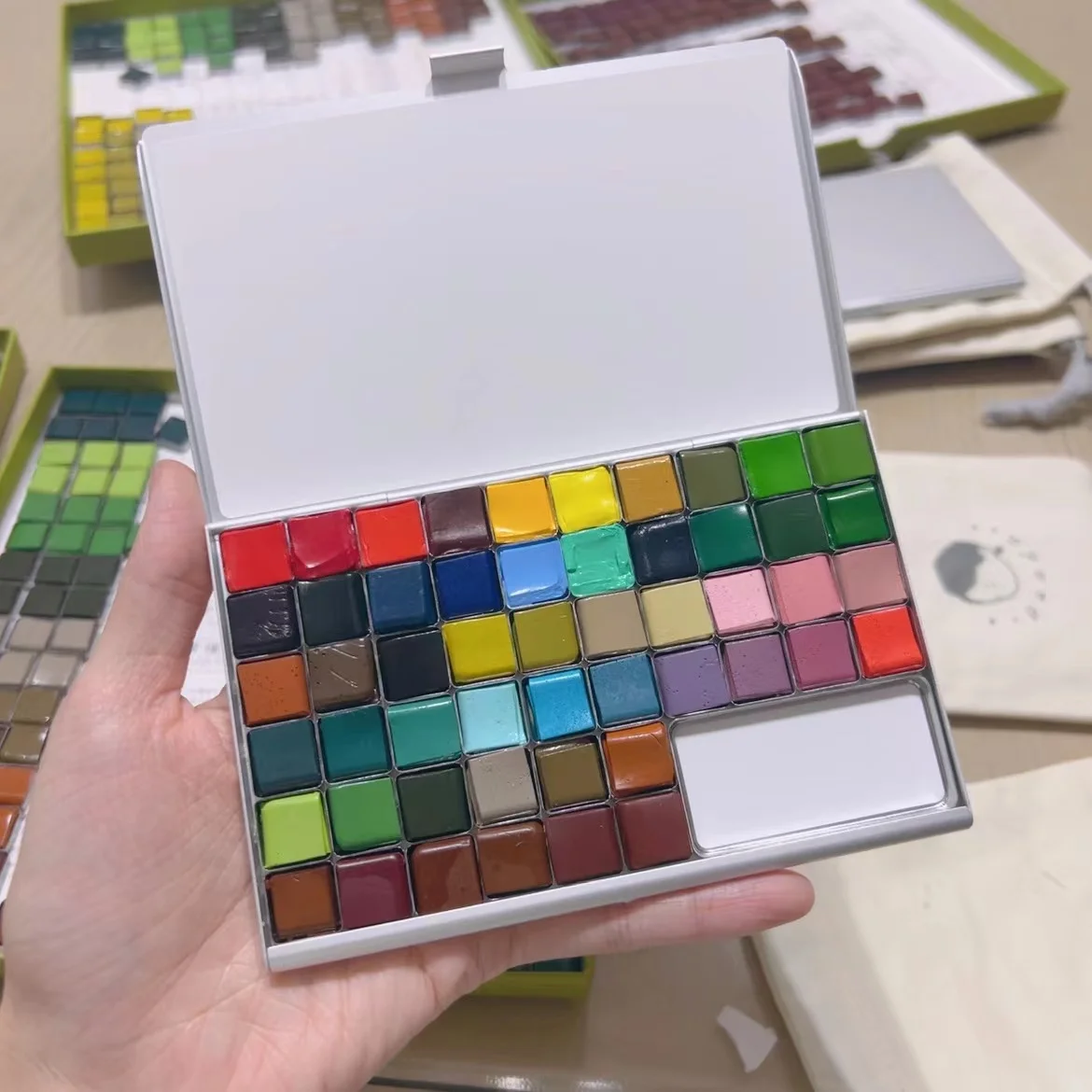 Tn Travel Watercolor Box Portable Packaging Acuarela Palette Magnetic Grid Combination Color Palette Beginner Painting