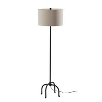 Adesso Silos 60" 3-Way Black Decorative Floor Lamp with Beige Textured Drum Shade