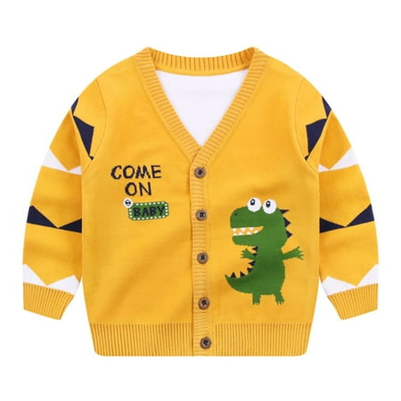 

SYNPOS Sweaters for Toddler Girls 1-8y Baby Boy Cardigan Autumn Winter Kids Cardigan Sweater Baby Boys Girls V-neck Cartoon Dinosaur Children Sweater Knitted Cardigan Coat Outwear
