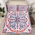 thumbnail image 3 of Feelyou Adult Bohemian Damask Twin Sheet Sets, Blue Orange Flower Floral Twin Fitted Sheet, Tribal Paisley Mandala Flat Sheet, Super Cozy Room Decor, 3 Pieces, 3 of 8