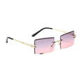 thumbnail image 2 of Gafas de sin borde de gafas de rectangulares de estilo vintage para compras en el verano Top gris de fondo rosa, 2 of 8