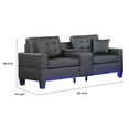 thumbnail image 3 of Benjara Iris Sofa with LED, USB Ports, Cupholders, Black Faux Leather 85 Inch, 3 of 6
