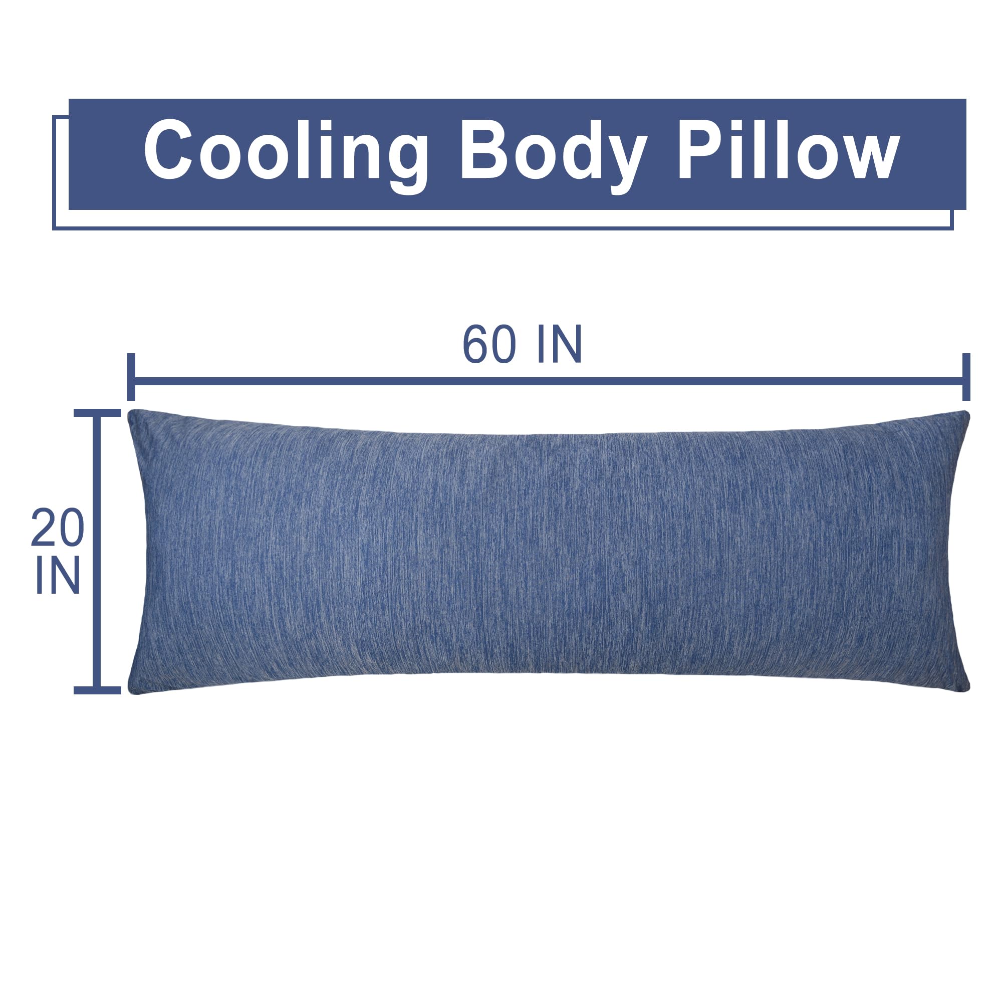 JIUZHEN Cooling Body Pillow for Adults, Memory Foam Long Pillow for Bed, Sleeping, Full Body Pillow for Side Sleepers & Pregnancy, Back Pain Relief, 20x60 Inch, Blue
