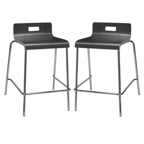 Home Square 25" Wooden Low Back Counter Stool in Espresso - Set of 2
