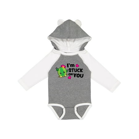 

Inktastic I m Stuck on You with Cactus and Hearts Valentine Gift Baby Girl Long Sleeve Bodysuit