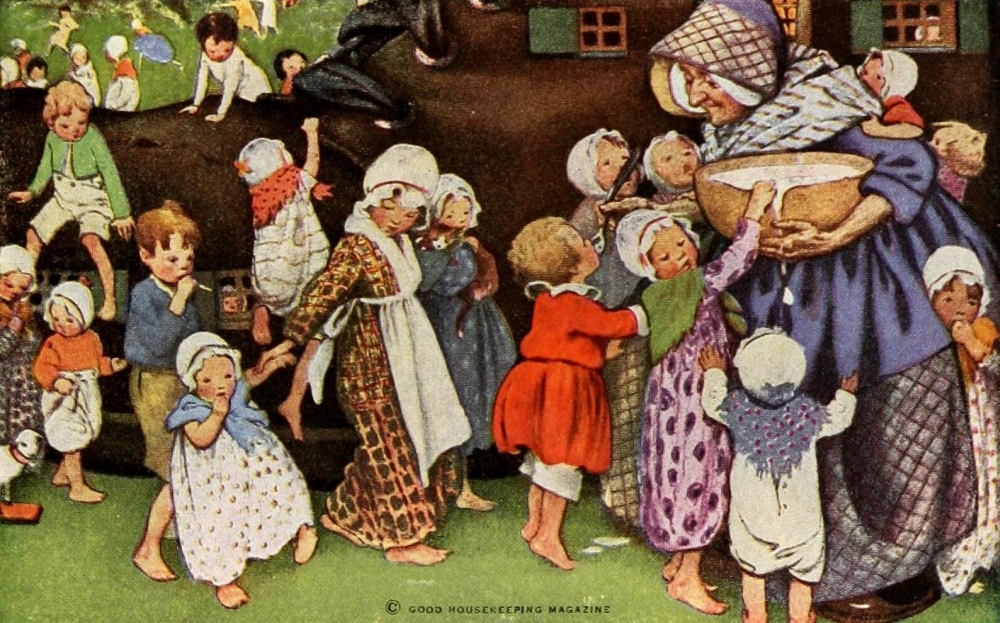 The Little Mother Goose 1918 The old woman who lived in a shoe Poster Print by Jessie Willcox The Little Mother Goose 1918 The old woman who lived in a shoe Poster Print by Jessie Willcox