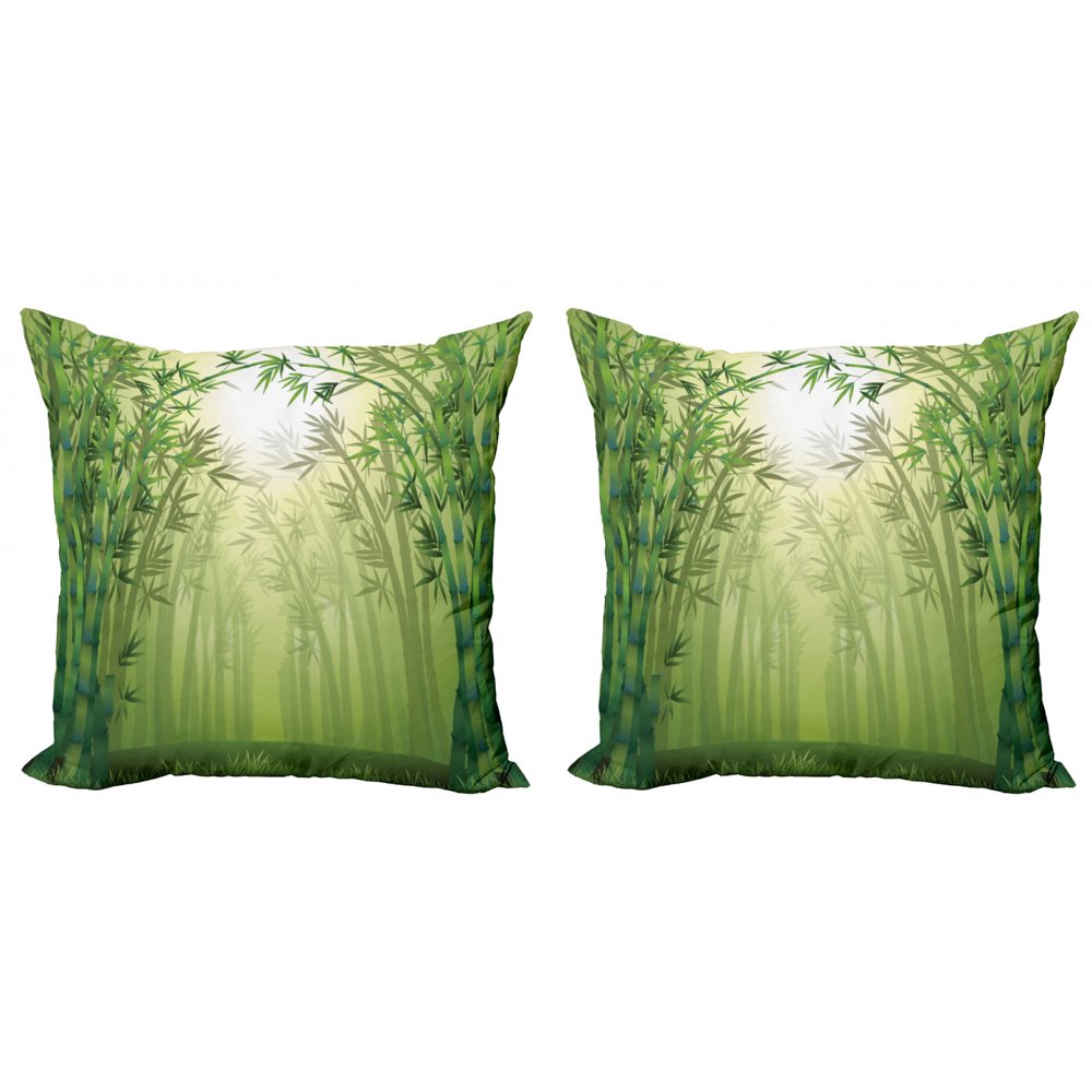Bamboo Throw Pillow Cushion Cover Pack of 2, Image of Bamboo Trees in