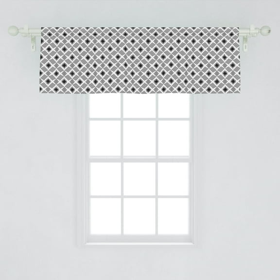 Ambesonne Geometric Window Valance, Abstract Digitally Generated Pattern of Diagonal Lines and Squares, Curtain Valance for Kitchen Bedroom Decor with Rod Pocket, 54" X 18", Charcoal Grey and White