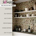 thumbnail image 4 of S4Sassy Peel & Stick Vinyl Wallpaper, Chic Vintage Floral Print Wallpaper Contact Paper Waterproof - Beige, 25"x120", Textured Finish, Wall Covering for Home Decor in Bedrooms, Renter Spaces, Cabinet, 4 of 9