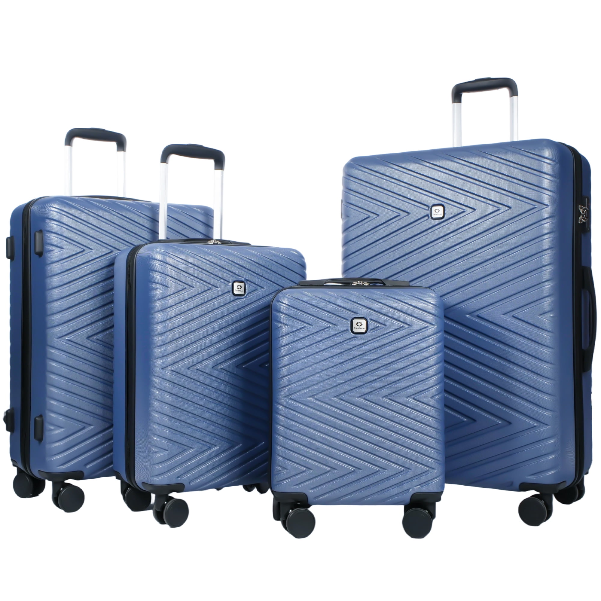 Travelhouse 4 Piece Hardshell Luggage Set Hardside Lightweight Suitcase with TSA Lock Spinner Wheels.(Blue)