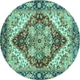 thumbnail image 1 of Ahgly Company Machine Washable Indoor Round Persian Turquoise Blue Traditional Area Rugs, 3' Round, 1 of 4