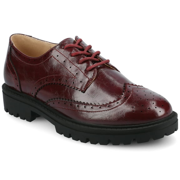 Journee Womens Claudiya Lug Outsole Almond Toe Oxford, Widths Available