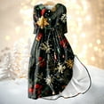 thumbnail image 2 of Christmas Dresses for Women Ladies Fashion Christmas Print Lapel Button-Down Seven-Quarter Cuff Strap-Up Dress for Christmas Party,Green,L, 2 of 5