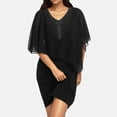 thumbnail image 4 of Robe Femme Grande Taille Mode Décolleté en V Profond Unie à Manches Courtes Robe d'Été en V pour Femme Décontractée Col Décontracté Longue Robe, 4 of 4