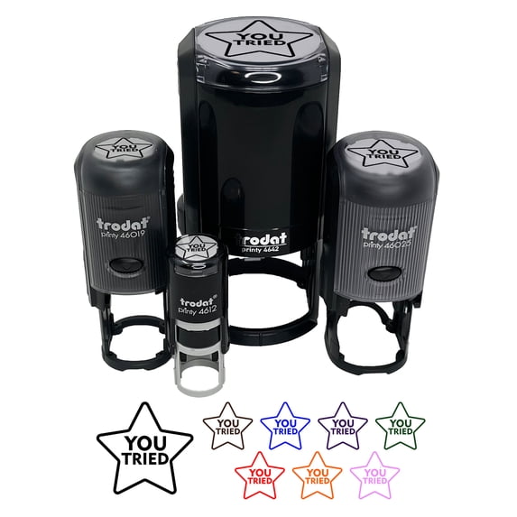 You Tried Star Self-Inking Rubber Stamp Ink Stamper - Pink Ink - Small 3/4 Inch