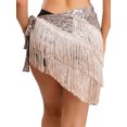 thumbnail image 3 of Haitryli Womens Belly Dance Hip Scarf Tiered Tassel Waist Chain Lace Up Skirt For Salsa Tango Champagne Leopard One Size, 3 of 5