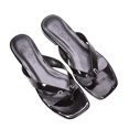 thumbnail image 5 of XY London Womens Rio Patent Thong Strap Square Flip Flops, 5 of 5