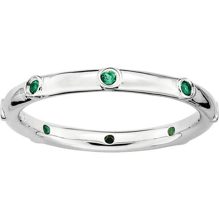 Stackable Expressions Created Emerald Sterling Silver Ring