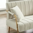 thumbnail image 5 of Segmart Modern Upholstered Loveseat Sofa with Golden Metal Legs and Two Pillows, Beige, 5 of 9