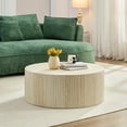 thumbnail image 3 of Kevinplus 35" Faux Travertine Round Coffee Table with Relief Design for Living Room, Apartment, 3 of 14