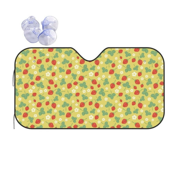 Fuzoiu Floral Strawberr Print Car Windshield Sun Shade,Block Uv Rays Sunshade,Foldable Front Window Sun Visor Protector for Car,SUV,Truck-Keep Vehicle Cool-Floral Strawberr