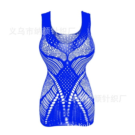 Generic Sexy Lingerie Sexy Net Jacquard See-through Fishnet Clothes Sling Hip Skirt Color Jacquard off-Shoulder W298