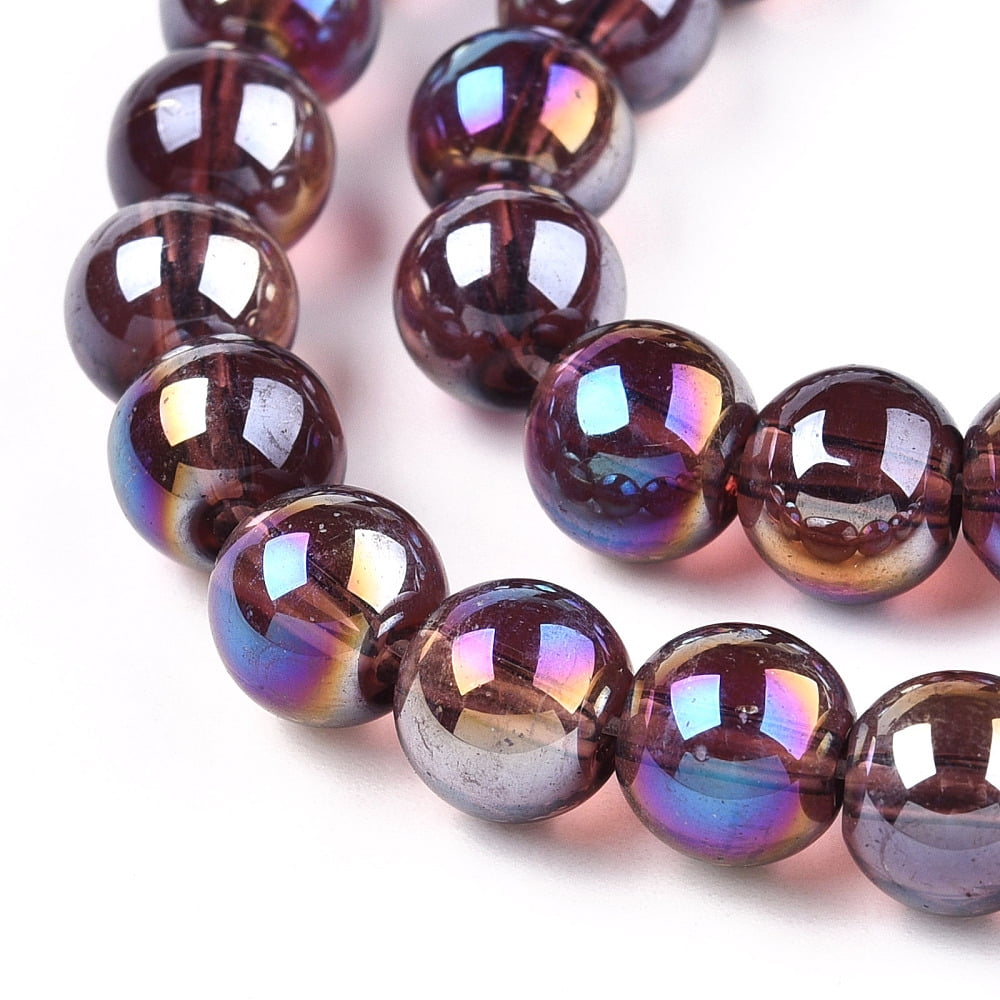 20strands Electroplate Transparent Glass Beads Strands AB color Round Coconut Brown 8~8.5mm Hole: 1.5mm about 51~53pcs/strand 14.96 inch~15.55 inch(38~39.7cm)