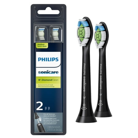 Philips Sonicare Diamondclean Replacement Toothbrush Heads, HX6062/95, Brushsync™ Technology, Black 2-pk